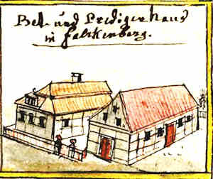 Bet und Predigerhaus in Falkenberg - Zbór, widok ogólny